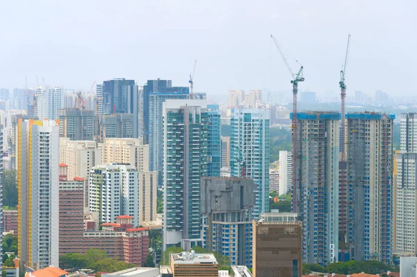 Stavební Činnost Singapuru Jeřáby Moderní Budovy — Stock fotografie
