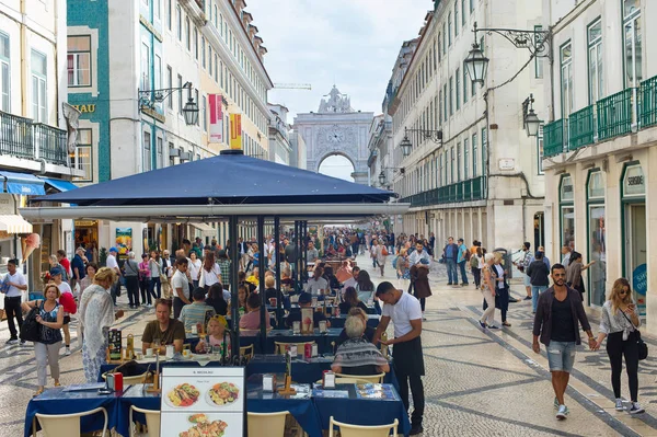 Lissabon Portugal Oktober 2018 Menschen Tag Auf Der Augusta Street — Stockfoto