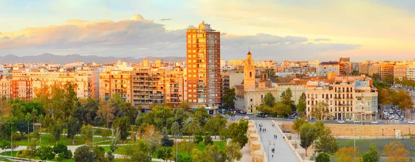 Panoramautsikt Över Valencia Vid Solnedgången Spanien — Stockfoto