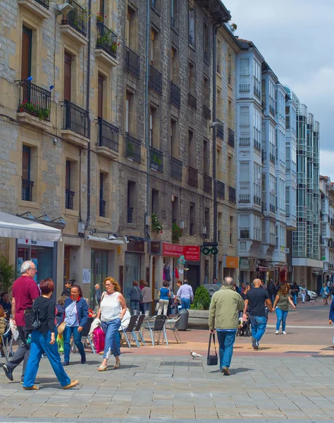 Vitoria Gasteiz Spanien August 2017 Menschen Der Zentralen Straße Von — Stockfoto