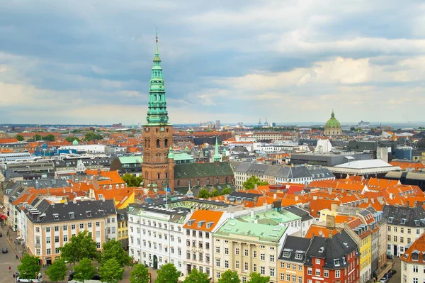 Koppenhága Égboltja Szent Miklós Templommal Dánia — Stock Fotó