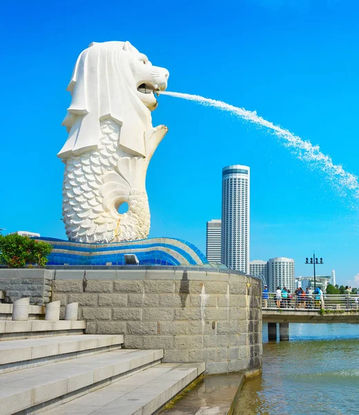 Singapore Januar 2017 Der Berühmte Merlion Brunnen Singapore Brunnen Gilt — Stockfoto
