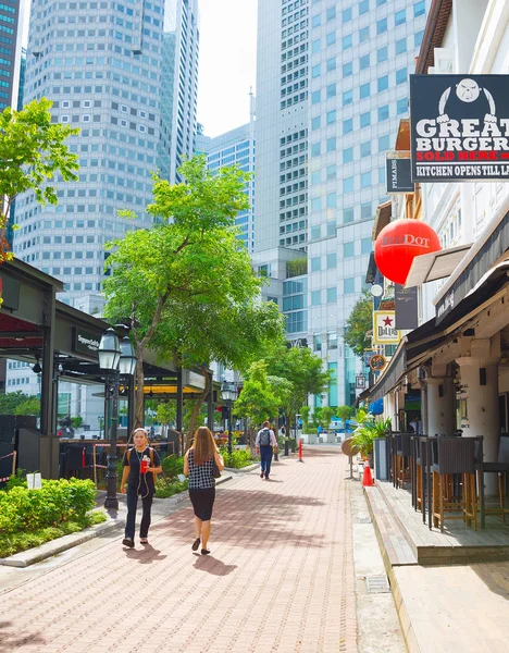 Singapore Januar 2017 Menschen Die Kai Restaurant Street Singapore Spazieren — Stockfoto