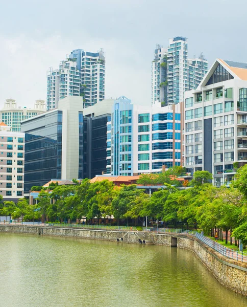 Architettura Moderna Singapore Fiume Singapore — Foto Stock