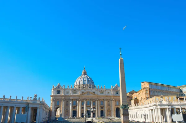 Peter Basilikan Med Klar Himmel Och Flygande Fåglar Vatikanen Roma — Stockfoto