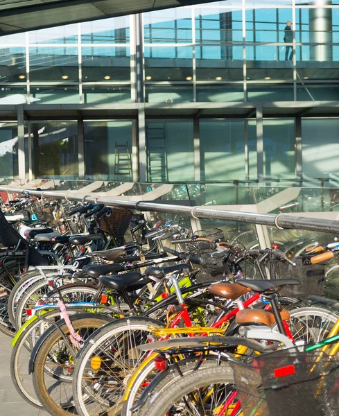 Rowery Parking Przy Lotnisku Kopenhaga Dania — Zdjęcie stockowe