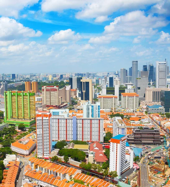 Vista Aérea Singapur Chinatown Rascacielos Modernos Del Centro Singapur — Foto de Stock