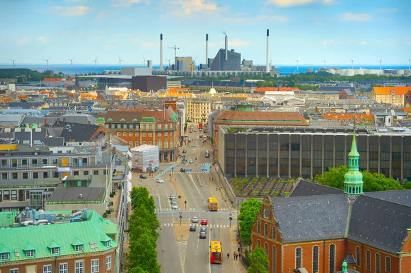 Εναέρια Ορίζοντα Της Κοπεγχάγης Βιομηχανικό Εργοστάσιο Φόντο Δανία — Φωτογραφία Αρχείου