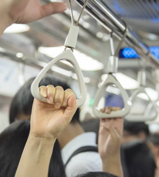 Pessoas Dentro Trem Metrô Lotado Singapura — Fotografia de Stock