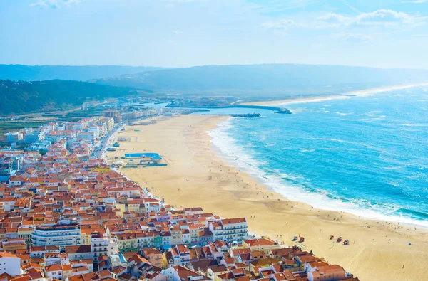 Letecký Pohled Nazare Beach City Portugalsko — Stock fotografie