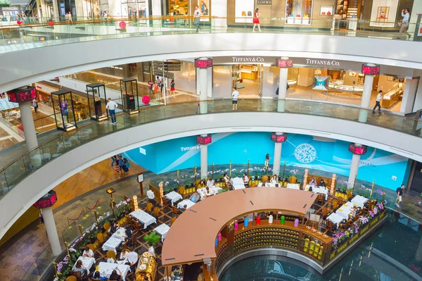 Innenraum Des Einkaufszentrums Singapore Marina Bay Erhöhter Blick Auf Die — Stockfoto