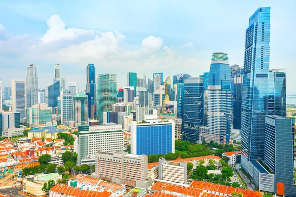Повітряні Міський Пейзаж Сінгапуру Сучасного Центру Міста Району Чайнатаун Нижче — стокове фото