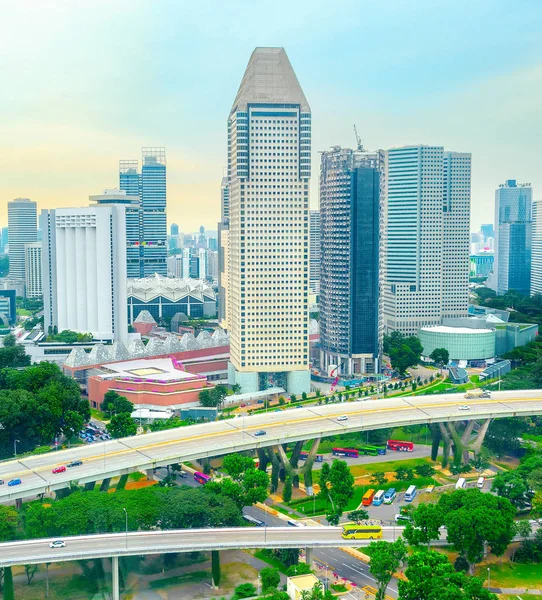 Letecké Panorama Singapuru Architektura Dne — Stock fotografie