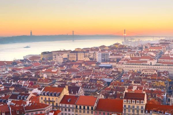 Skyline Van Binnenstad Van Lissabon Portugal — Stockfoto