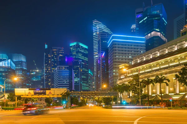 Evening Cityscape Singapore Downtown Core Modern Architecture Illuminated Nighttime — Stock Photo, Image