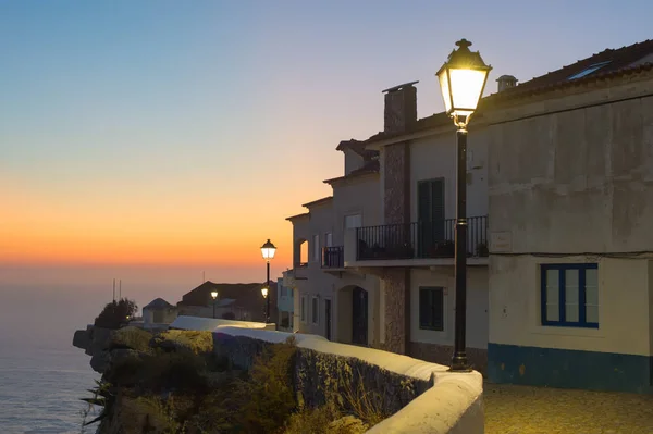 Portugal Seaside Old Town Street Twilight Nazare Portugal — Zdjęcie stockowe