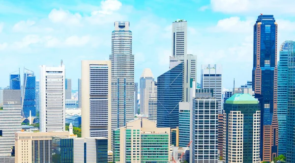 シンガポールのダウンタウン中心の空中パノラマ ビュー — ストック写真