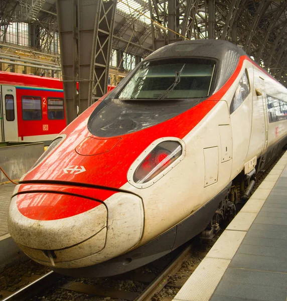 Frankfurt Alemania Agosto 2018 Tren Rápido Moderno Estación Tren Frankfurt — Foto de Stock