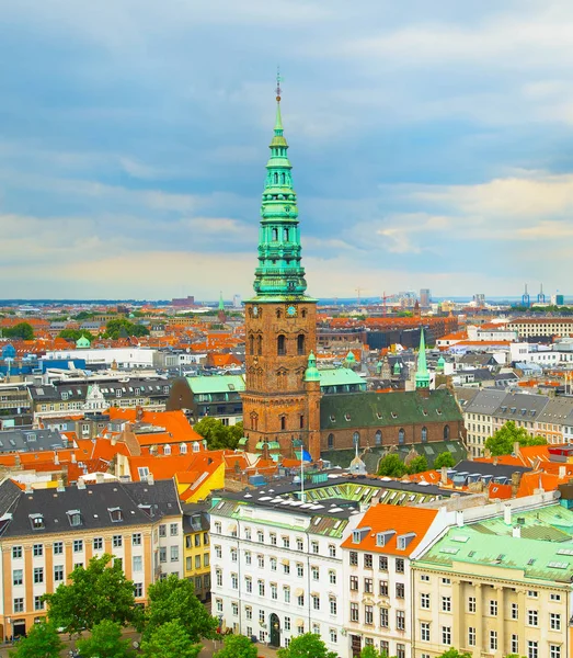 Skyline Von Kopenhagen Mit Der Nikolauskirche Dänemark — Stockfoto