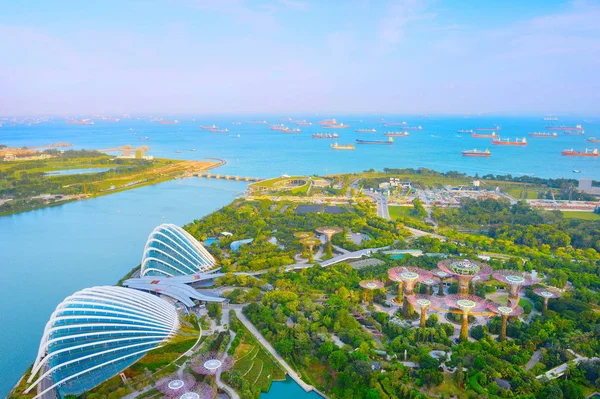Singapore February 2017 Aerail View Tropical Gardens Bay Seascape Cargo — Stock Photo, Image