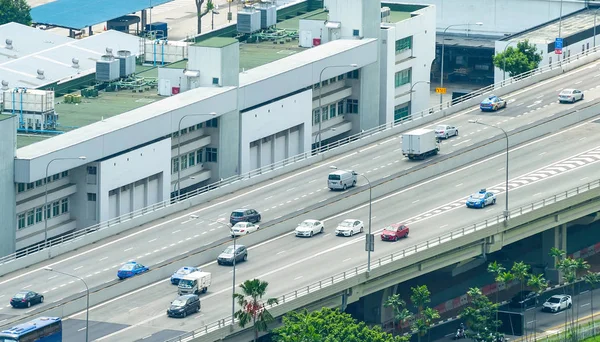 Tráfico Transporte Puente Por Distrito Urbano Singapur — Foto de Stock