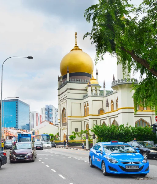 Singapore February 2017 Traffic Road Singapore City Street View Masjid — Stock Photo, Image