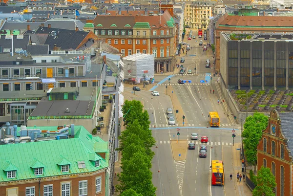 コペンハーゲン 旧市街の道路の空中のスカイライン デンマーク — ストック写真
