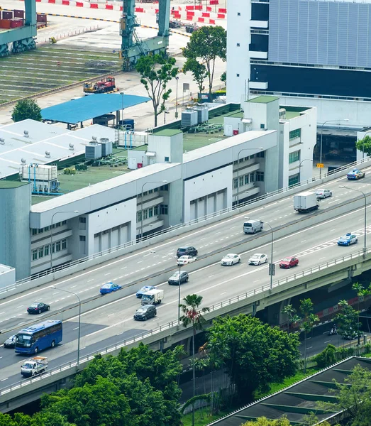 Tráfico Transporte Puente Por Distrito Urbano Singapur — Foto de Stock