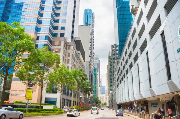 Sngapore Janeiro 2017 Vista Inferior Singapura Downtown Core Street Com — Fotografia de Stock