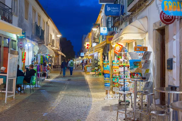 Lagos Portugal October 2018 People Walking Sitting Street Restaurant Old — Stock Photo, Image