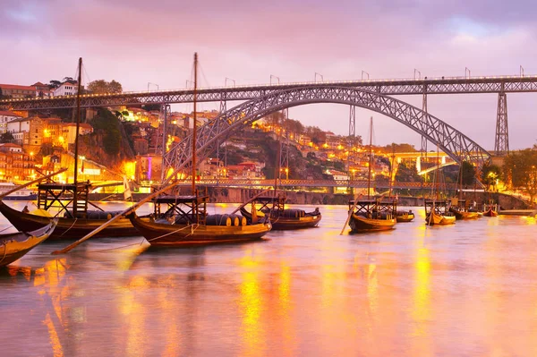 Río Twilight Douro, Porto Portugal — Foto de Stock