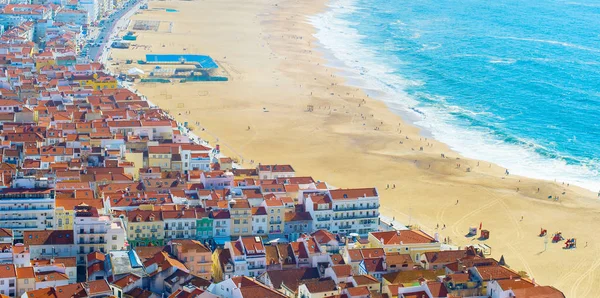 Panorama van Nazare, strand. Portugal — Stockfoto