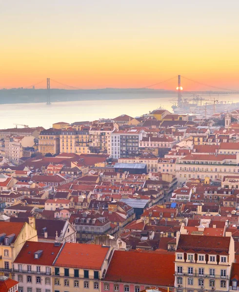 Skyline Lissabon Fluss Sonnenuntergang portugal — Stockfoto