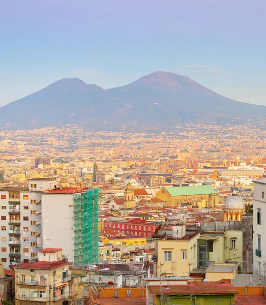 Skyline Zmierzch Naples Włochy Wezuwiusza — Zdjęcie stockowe