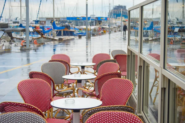 Seafront restaurant Limassol marina Cyprus — Stock Photo, Image
