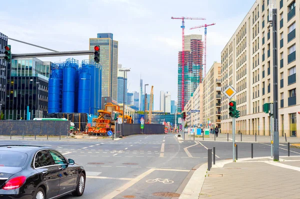 Frankfurt nad Mohanem městské panoráma konstrukce, Německo — Stock fotografie