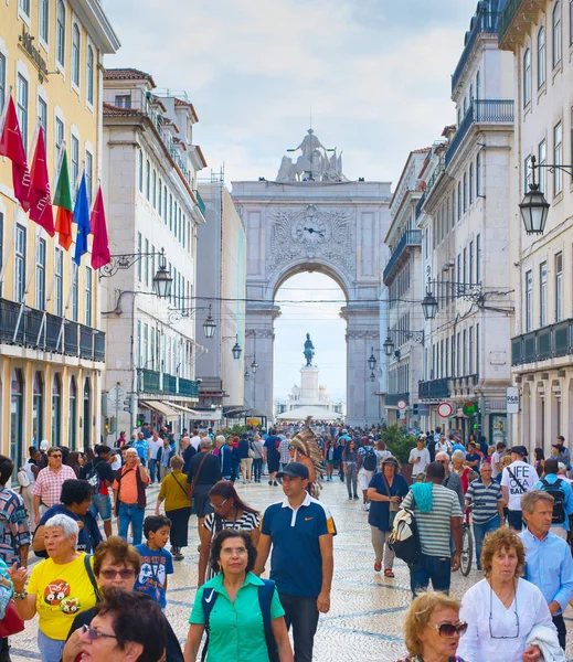 Lissabon Portugal Oktober 2018 Menschen Tag Auf Der Augusta Street — Stockfoto