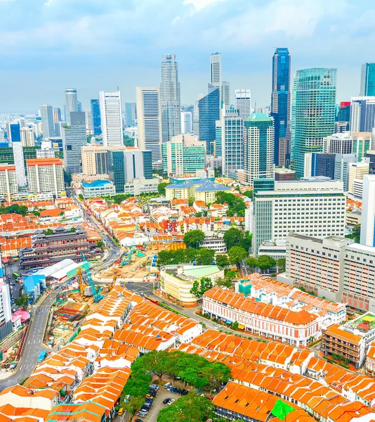 Singapur şehir merkezinde, Chinatown aerila görünümü — Stok fotoğraf
