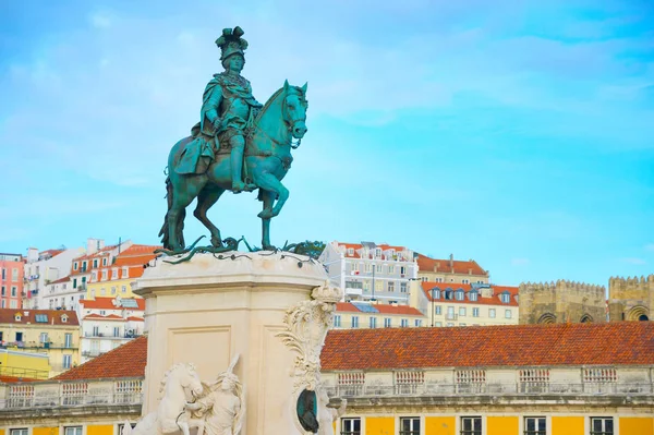 Lovas szobor király Jose Lisszabon — Stock Fotó