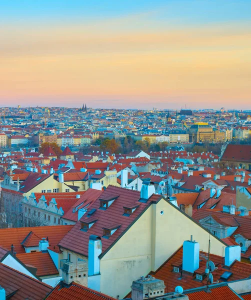 Skyline van Praag Twilight Tsjechisch — Stockfoto