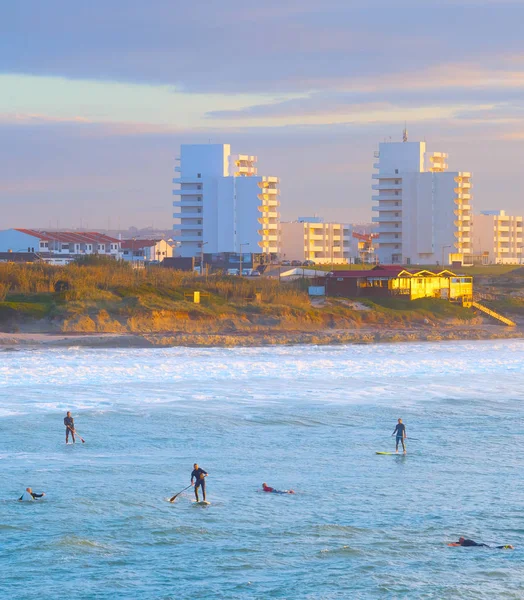 Paddle surfing at sunset, Portugal — Stock Photo, Image