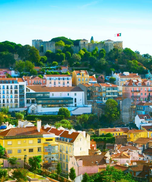 Skyline Lisboa Com Castelo Lisboa Topo Uma Colina Portugal — Fotografia de Stock