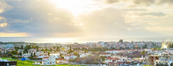 Paphos cityscape panorama sunbeam — Stock Photo, Image