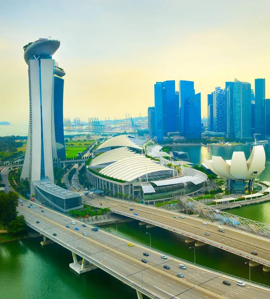 Skyline Singapur Downtown, Marina Bay — Stok fotoğraf