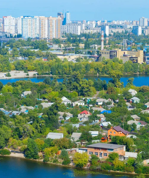 Widok z lotu ptaka Kijów dzielnic mieszkaniowych — Zdjęcie stockowe