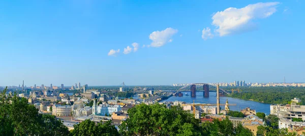Kijów Panorama Podil Dnipro Ukraina — Zdjęcie stockowe