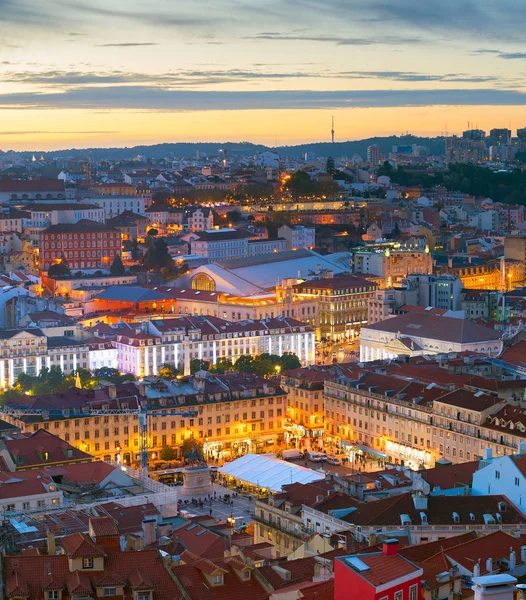 Noc Lizbona Śródmieście gród Portugalia — Zdjęcie stockowe