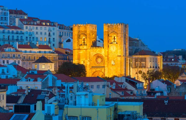 Kathedraal van Lissabon Twilight Church Portugal — Stockfoto