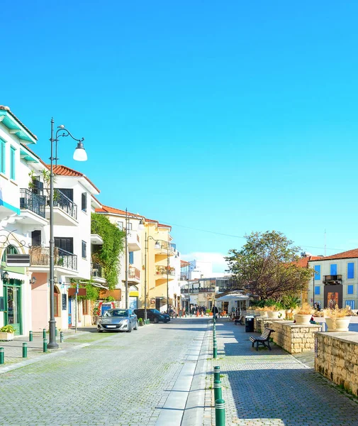 Kıbrıs Rum Kesimi Nin Larnaka Kentindeki Turistik Cadde — Stok fotoğraf
