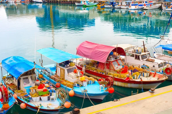 Typiska Cypriotiska Fiskebåtar Limassols Hamn — Stockfoto